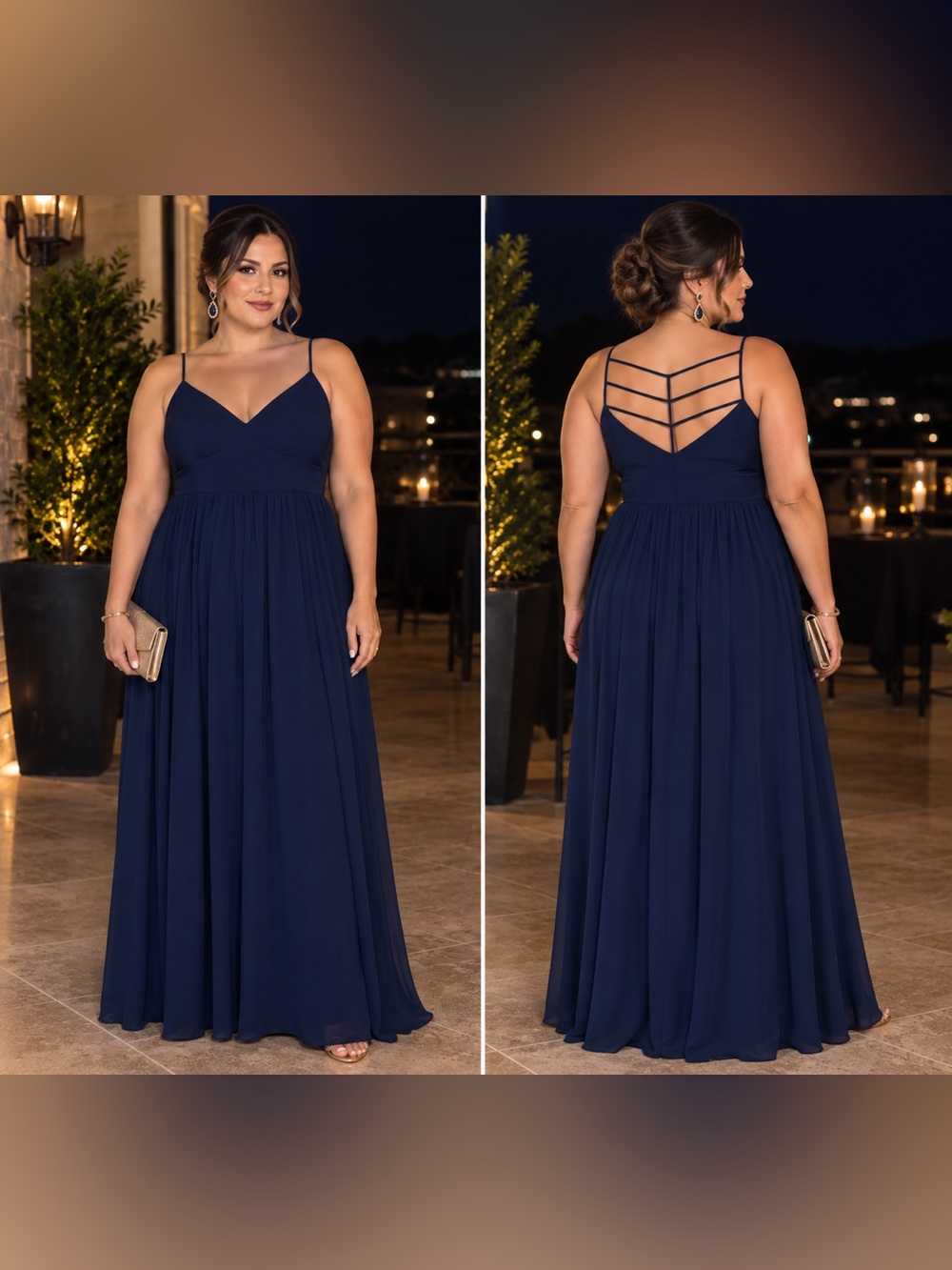 Bisou Bisou Navy Spaghetti-Strap Maxi Dress